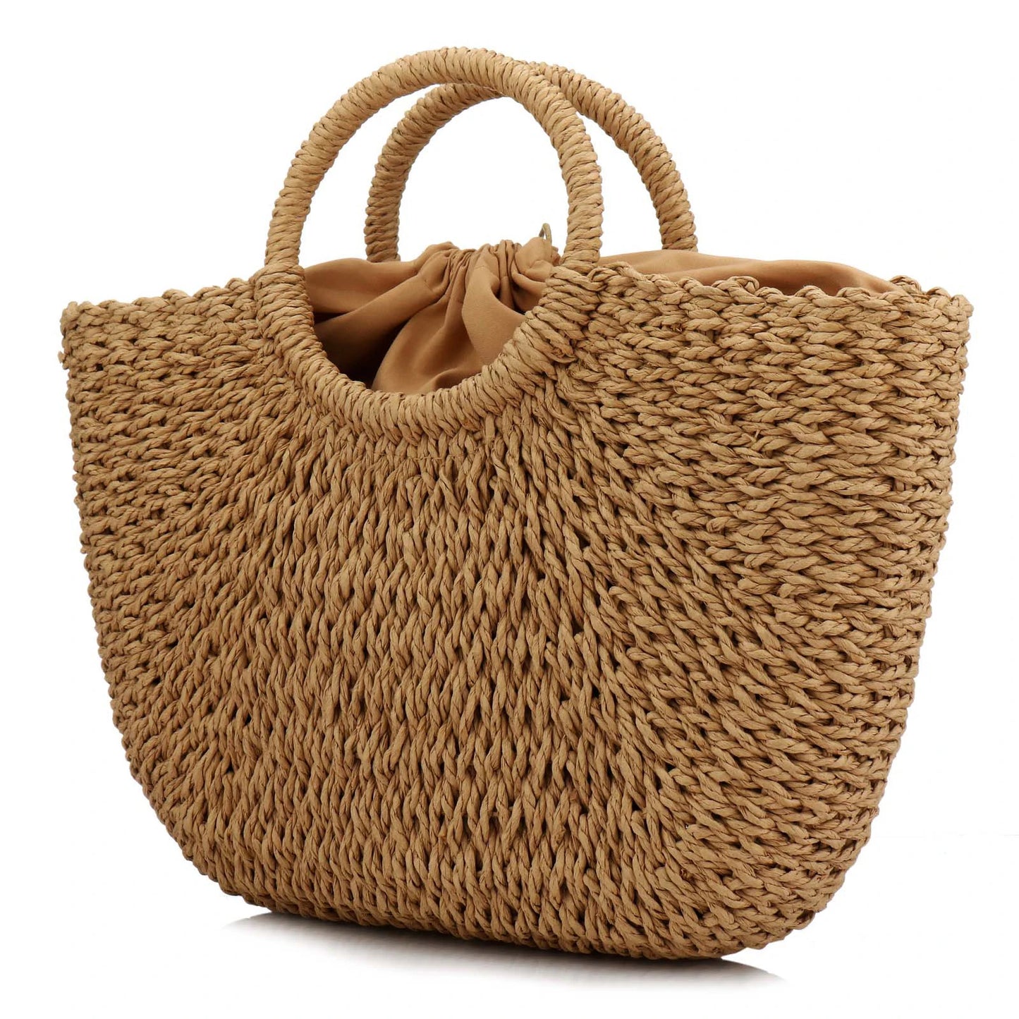 Large Capacity Summer Handmade Straw Weave Bags For Women Beach Wrapped Half-Round Rattan Woven Beach Bag Ladies Handbags Totes