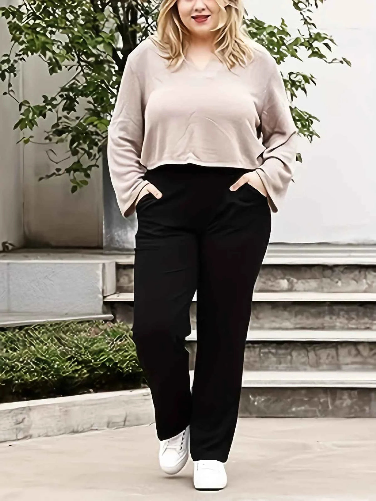 Summer new women's plus size knitted fabric business formal fashion style pants