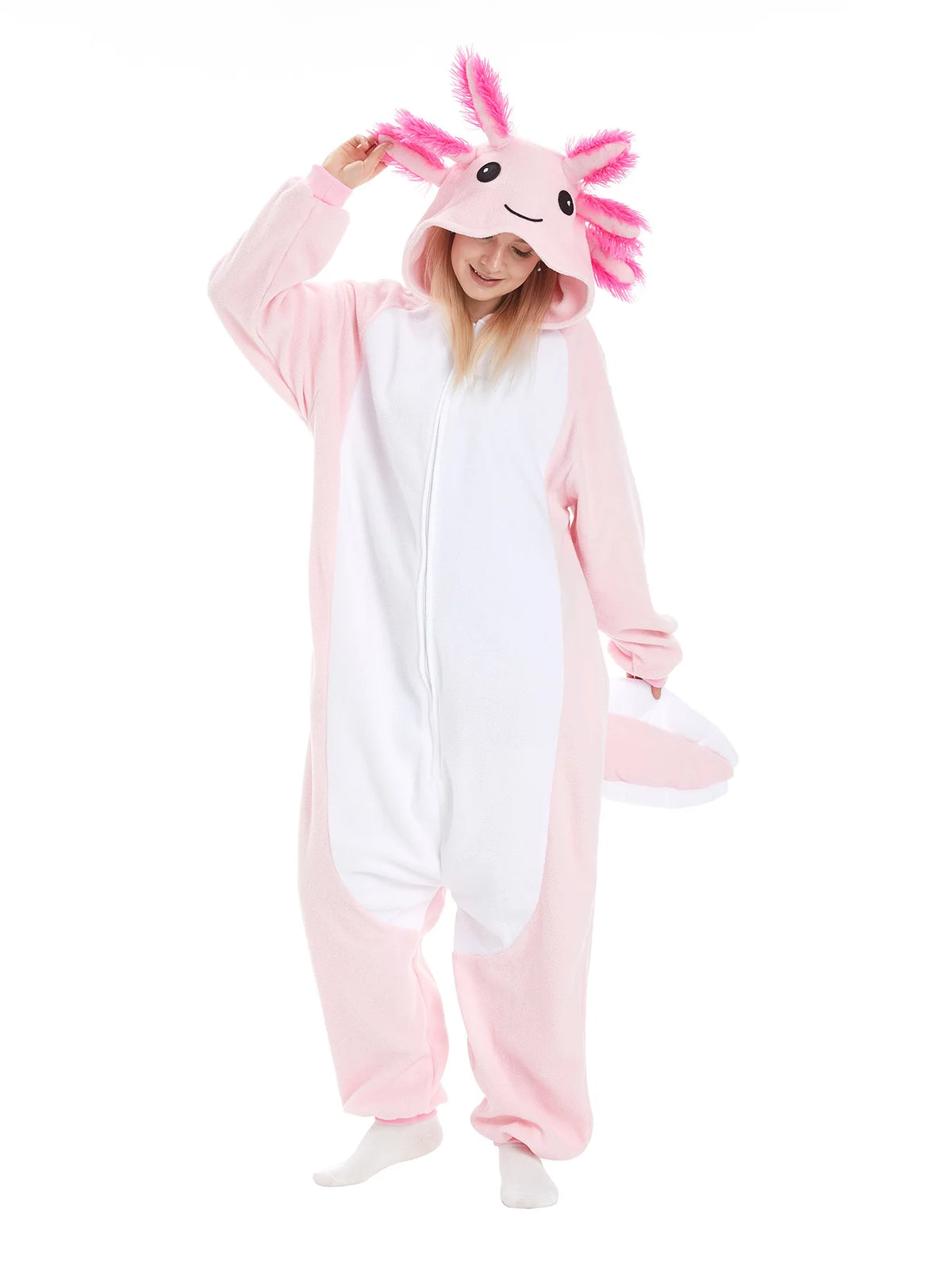 Animal Axolotl Kigurumi Pyjamas Halloween Family Onesie Adult Cartoon Purple Pink Blue Pajama Cosplay Party Women Men Homewear