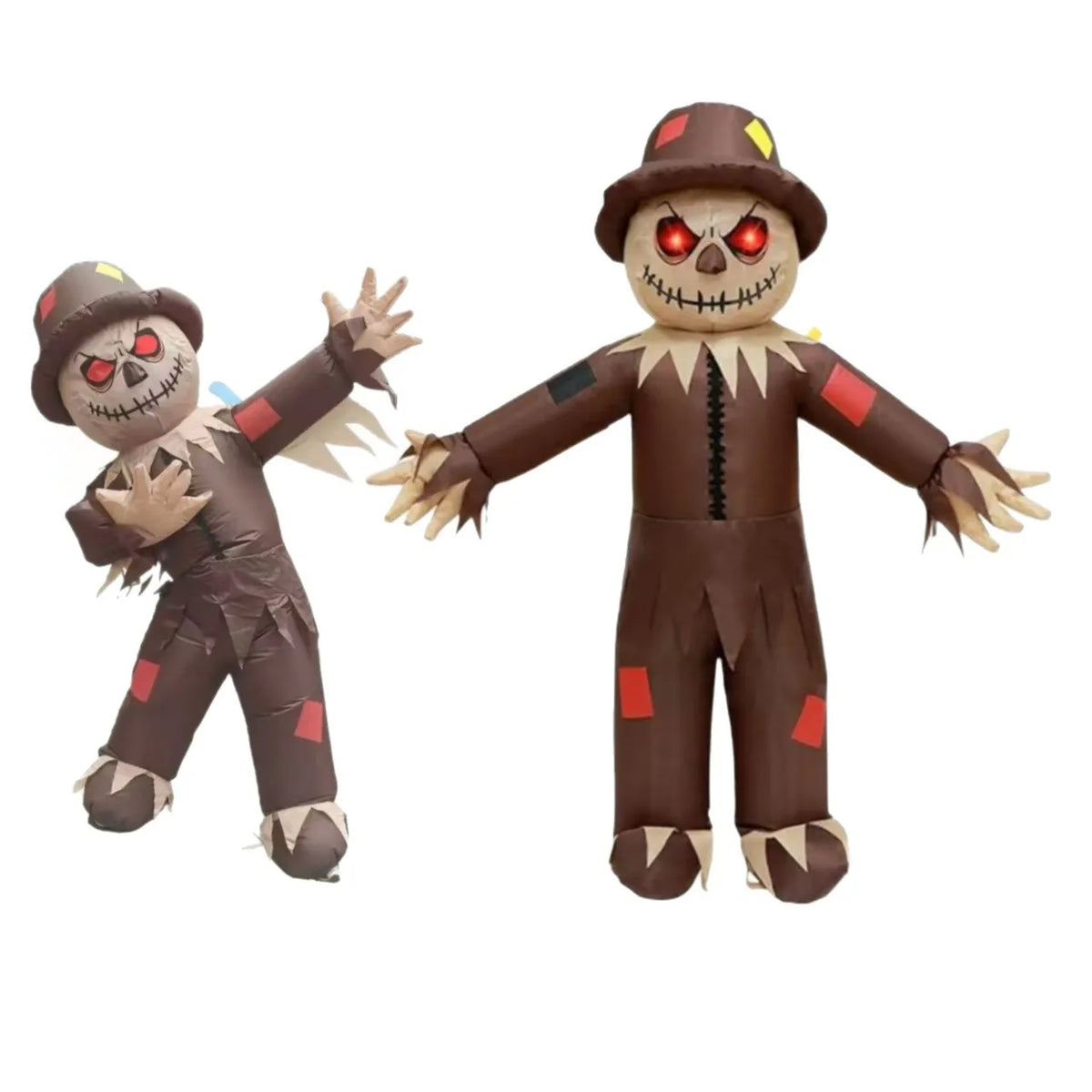 Haunted House Party Scarecrow Inflatable Costume Glowing Eyes Cosplay Horror Costume Full Body Blow Up Suit Carnival Christmas