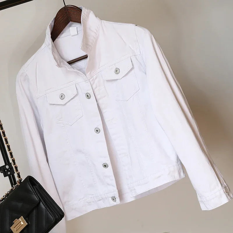 New Women's Denim Jacket Spring and Autumn 2024 Casual Short Denim Jacket Women's Korean Version Solid Color Jacket Clothes