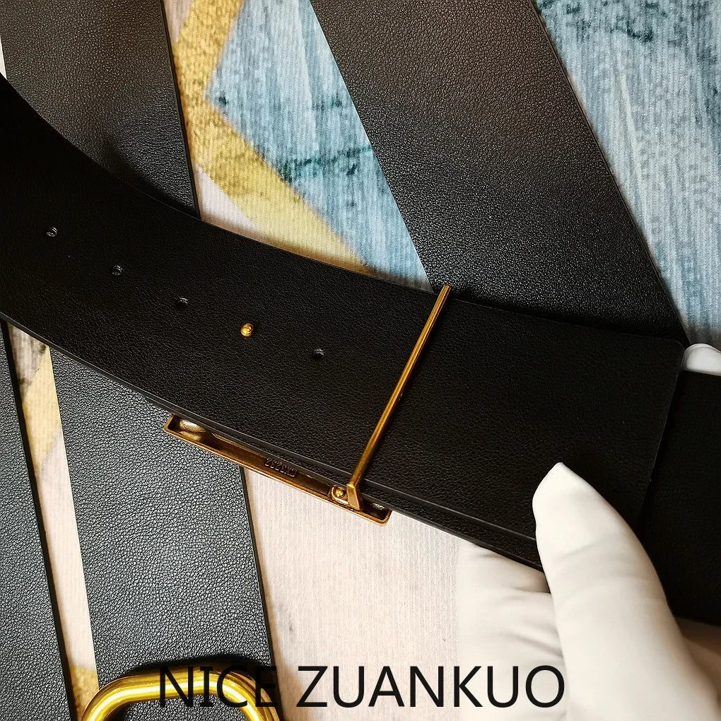 Women's Genuine Leather Belt, High-end European Women's Belt, with Colorful Rhinestones in A Casual Style,