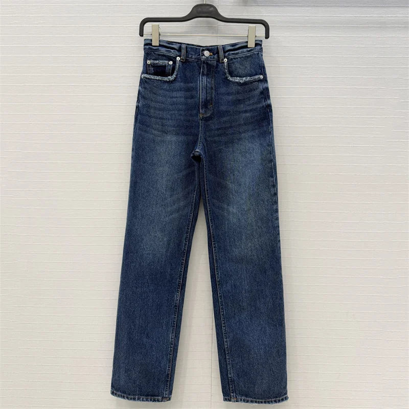 Women's jeans New high waisted slim fit pencil pants for summer 2026 Vintage washed women's pants pure cotton denim pants y2k