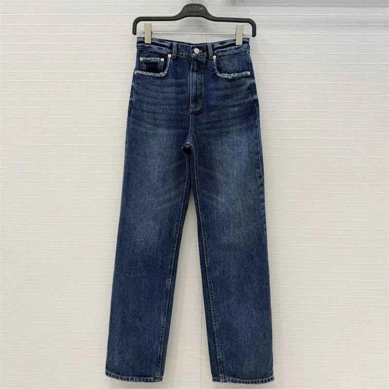 Women's jeans New high waisted slim fit pencil pants for summer 2026 Vintage washed women's pants pure cotton denim pants y2k