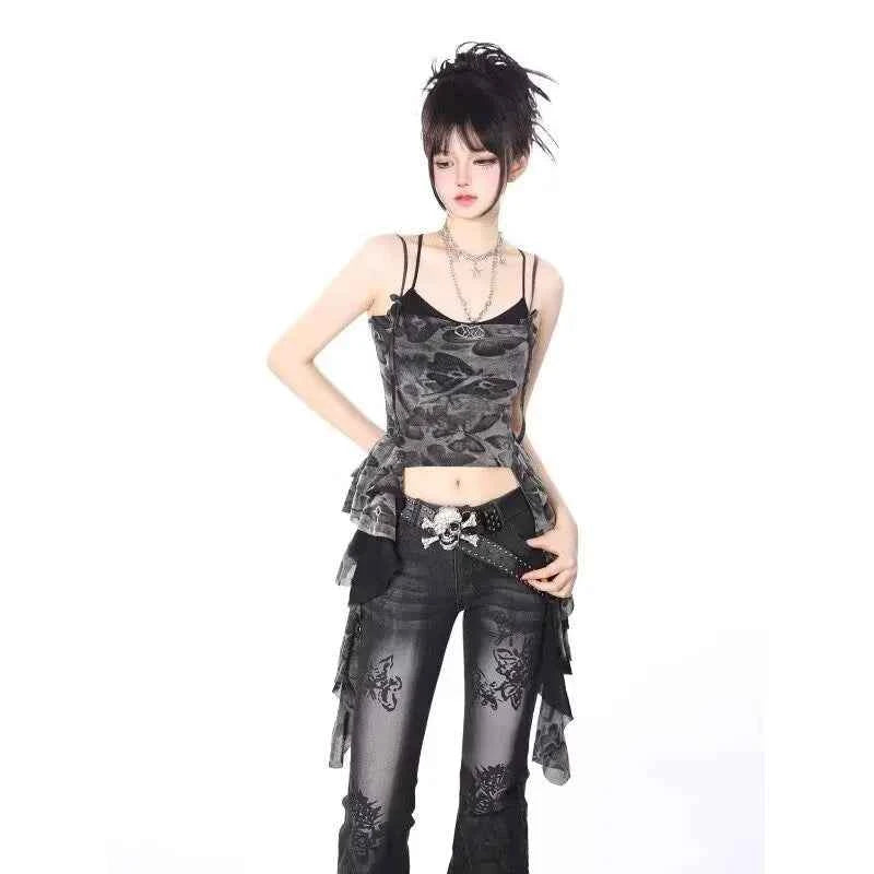 Flared Jeans for Woman Jorts Jeans Pants Women Shoujo Girl Style Women's Spring Clothes Coquette Jean Baggy Y2k Clothing Denim