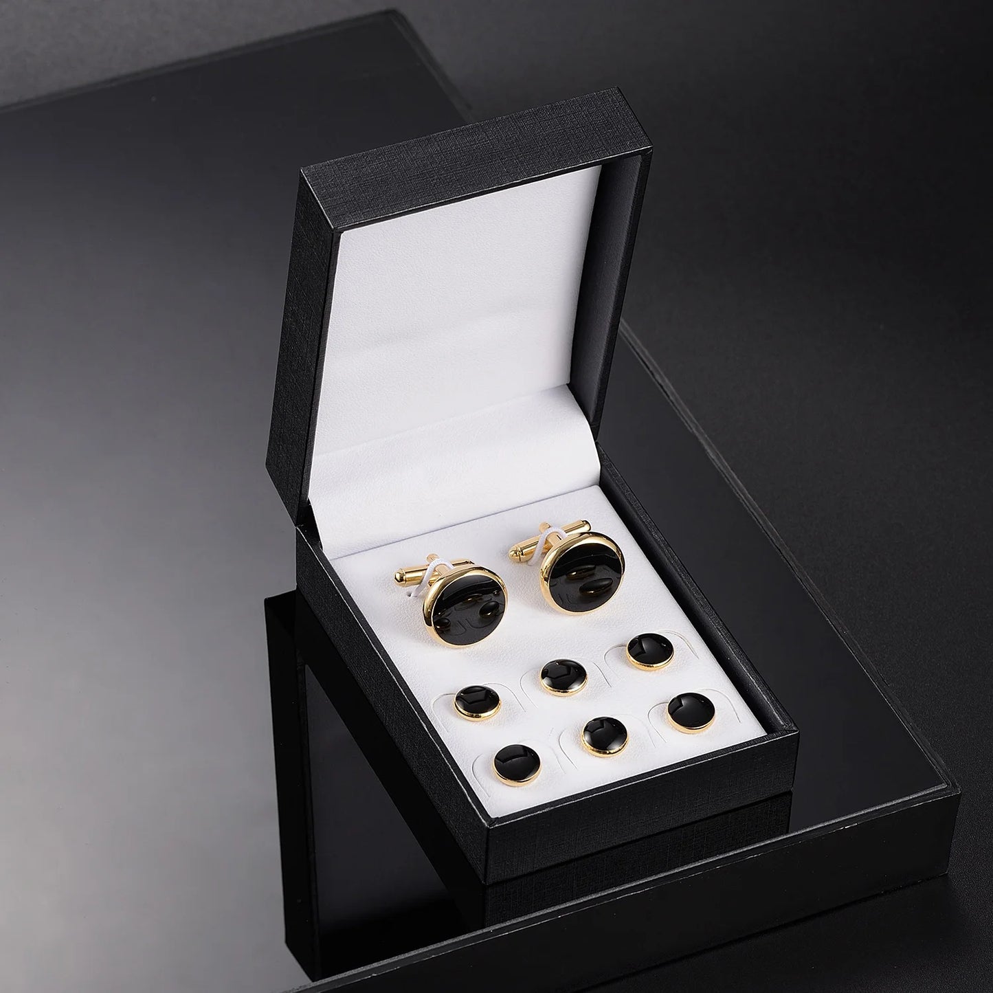 Solid Men's Cufflinks Studs Set for Tuxedo Minimalist Navy Blue Man Shirt Cufflinks for Men's Father Husband