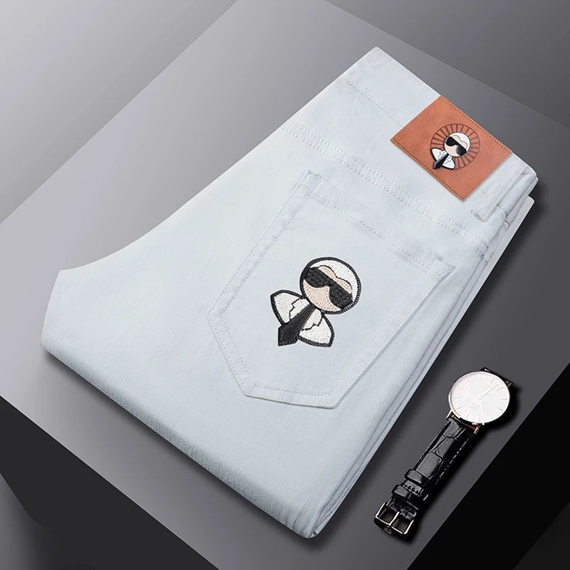 Fashion Men Jeans Stretch Straight Leg Casual Slim Fit Denim Pants Male Brand Luxury Design