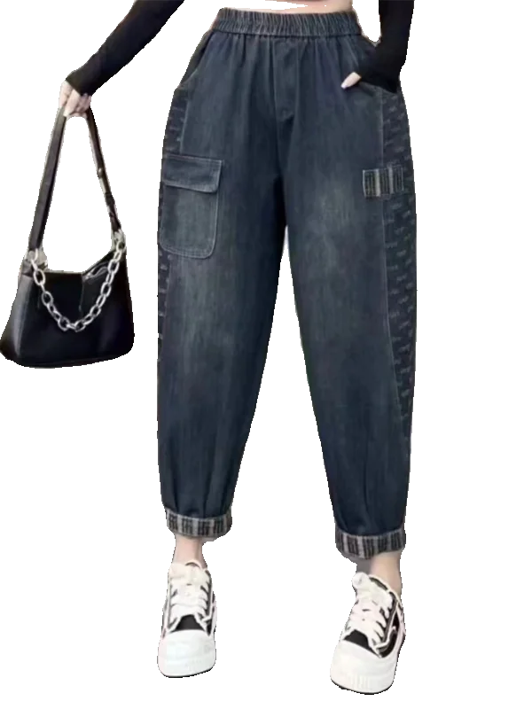 Loose Casual Harlan Jeans Women's High Waist Large Size Mom's Dad's Pants Autumn New Style Comfortable Stretch Denim Skinnies
