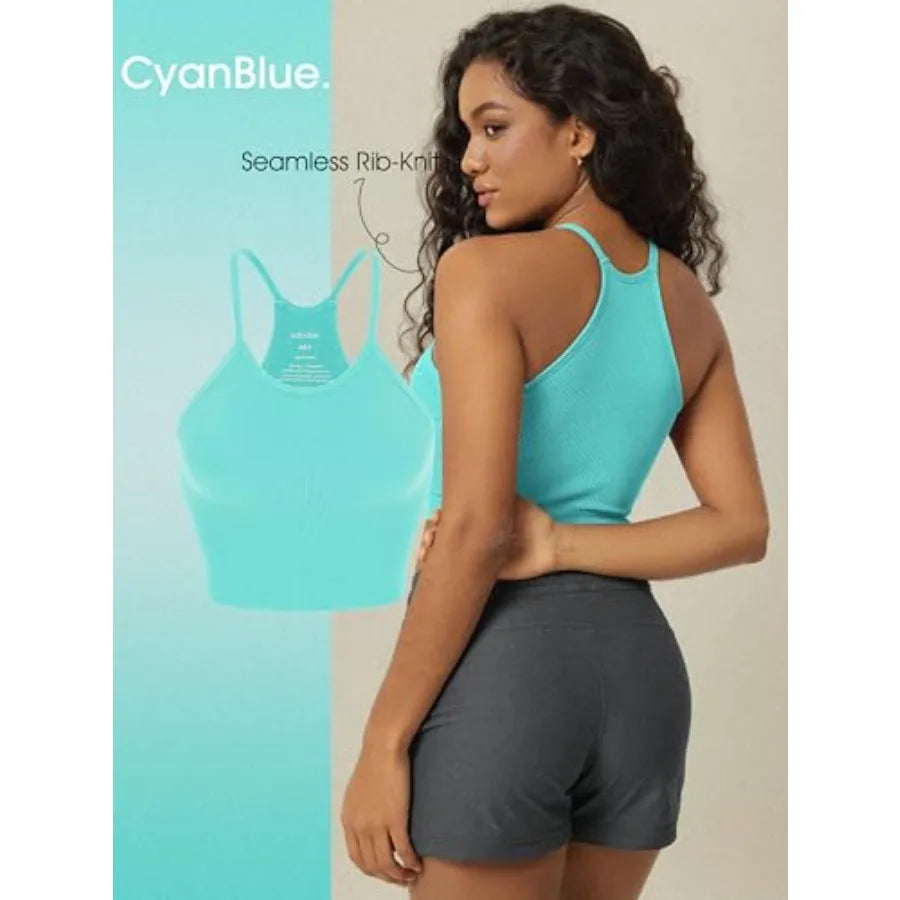 ODODOS Women's 3Pack Seamless RibKnit Camisole Tank Tops