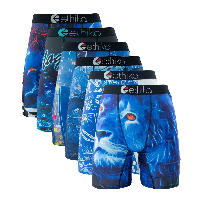 ETHIKA 6Pcs Men Underwear Boxer Breathable Mesh Crotch Man Underpants
