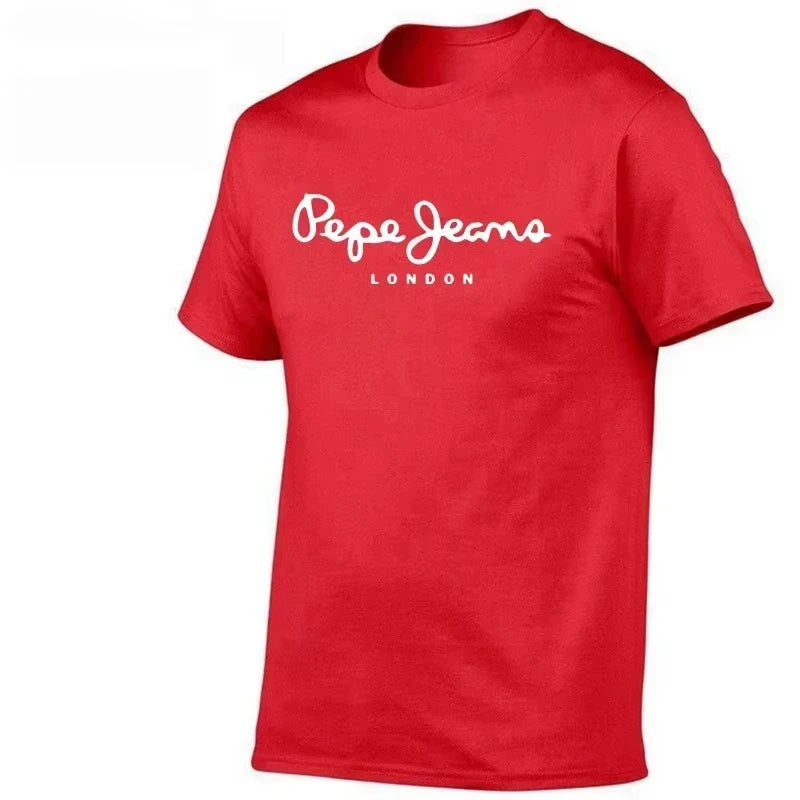 2026 New Pepe Jeans London Logo T-Shirt, Summer Men's Short-Sleeve Trendy Fashionable Pure Cotton Top, Street Style T-Shirt Clot