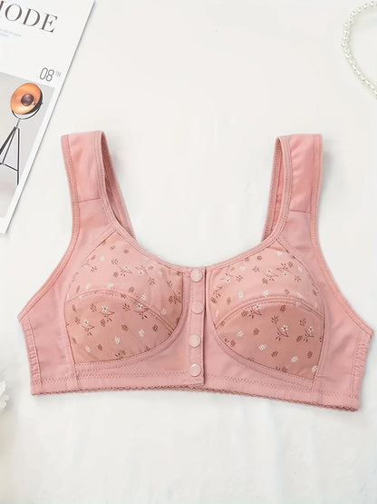 Elegant Front Buckle Floral Bra for Women – 7-Piece Set,  Pressurized Support, Adjustable,  Breathable, Ideal for Breastfeeding