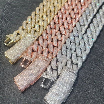 Fashion Miami Cuban Chain Iced Out 15MM Moon Necklace Full Pave Diamonds Long Buckle Necklace Hip Hop Jewelry Necklaces For Men