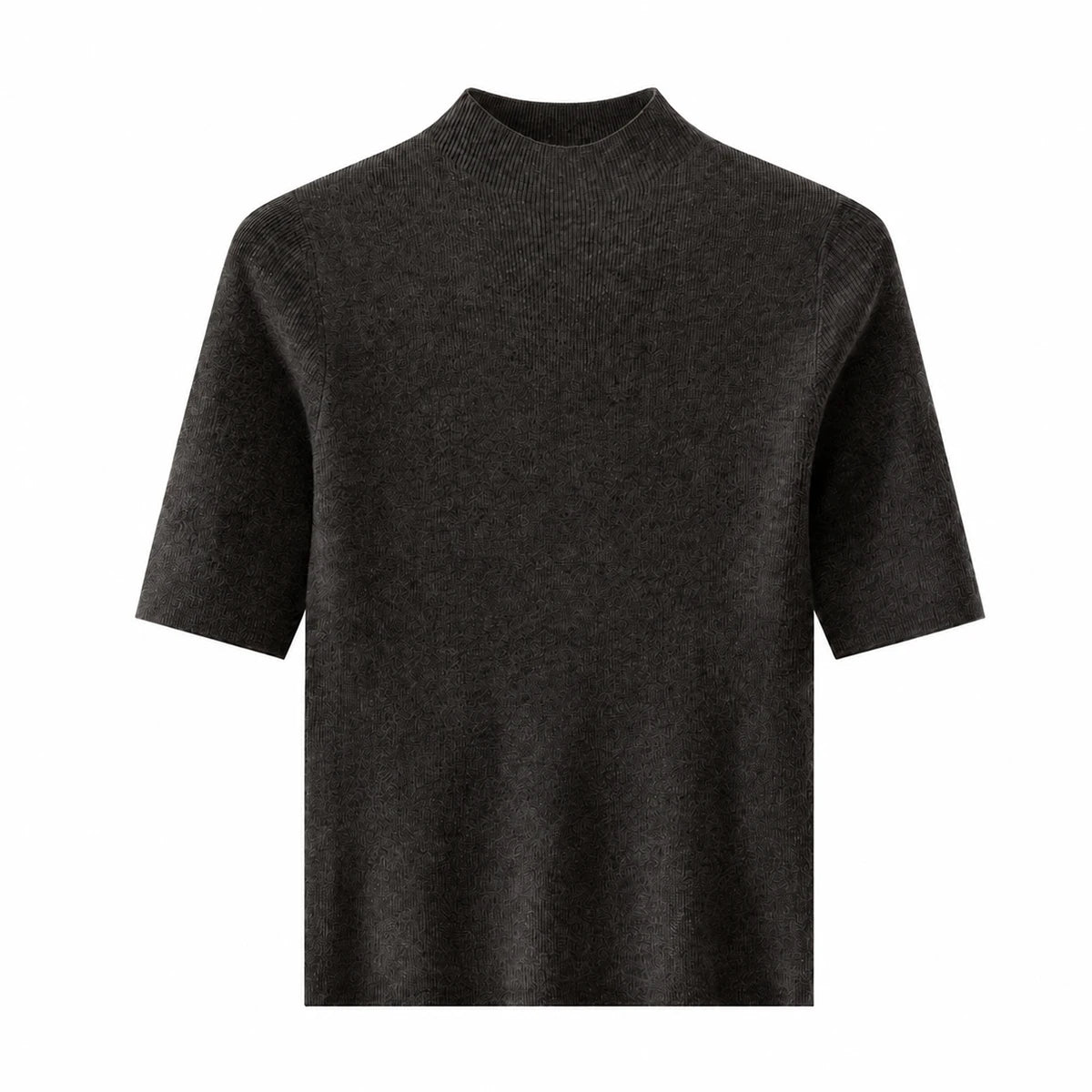 MZ62004 Women's Cashmere Blend Short Sleeve Knit Top Mock Neck Soft Textured Pullover Sweater for Work Daily Wear Fall 2026