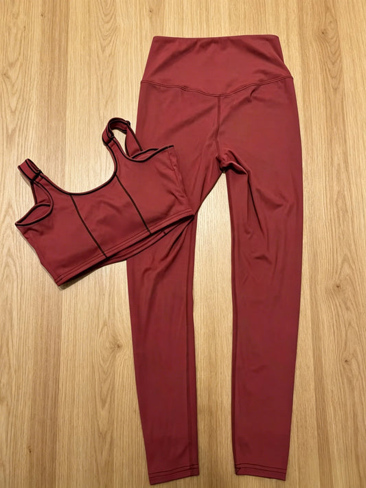 2026 New Style Womens Red Yoga Wear Sports Set Size M L Slim Fit Sporty Style High Elasticity Code 029