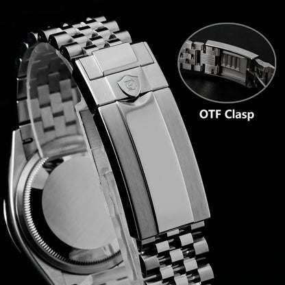 Eniton S1112G 38mm Man's Luxury Date Automatic Mechanical Watches Nh35 Movement Stone Dial Sapphire Crystal Adjustable Clasp