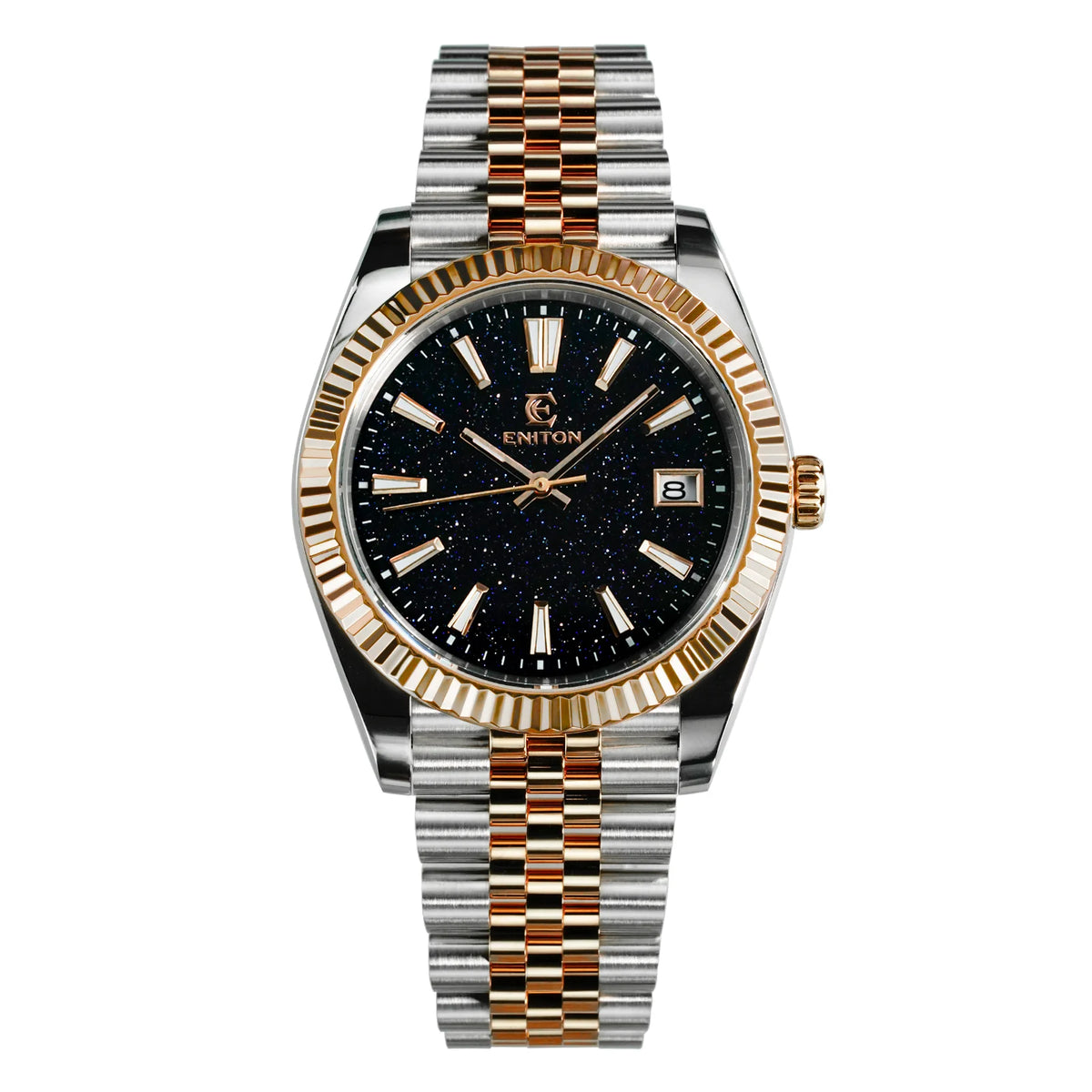 Eniton S1112G 38mm Man's Luxury Date Automatic Mechanical Watches Nh35 Movement Stone Dial Sapphire Crystal Adjustable Clasp