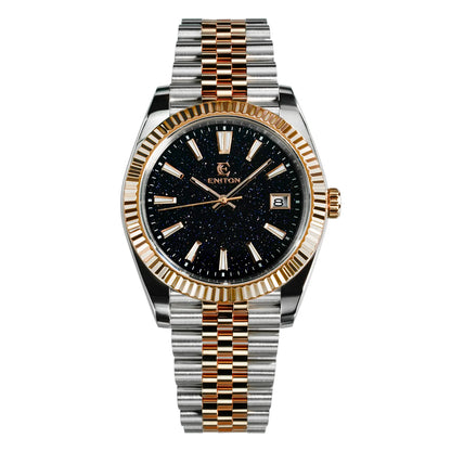 Eniton S1112G 38mm Man's Luxury Date Automatic Mechanical Watches Nh35 Movement Stone Dial Sapphire Crystal Adjustable Clasp