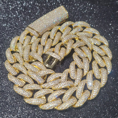 Fashion Miami Cuban Chain Iced Out 15MM Moon Necklace Full Pave Diamonds Long Buckle Necklace Hip Hop Jewelry Necklaces For Men