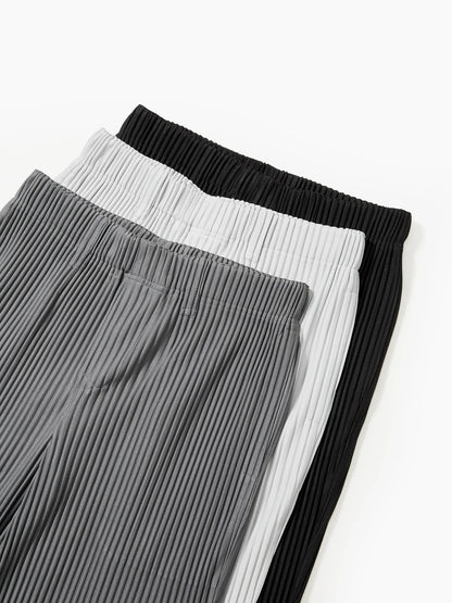 Miyake Pleated Men Pants Casual Loose Wide Leg Draped Trousers Business Casual Daily Wear