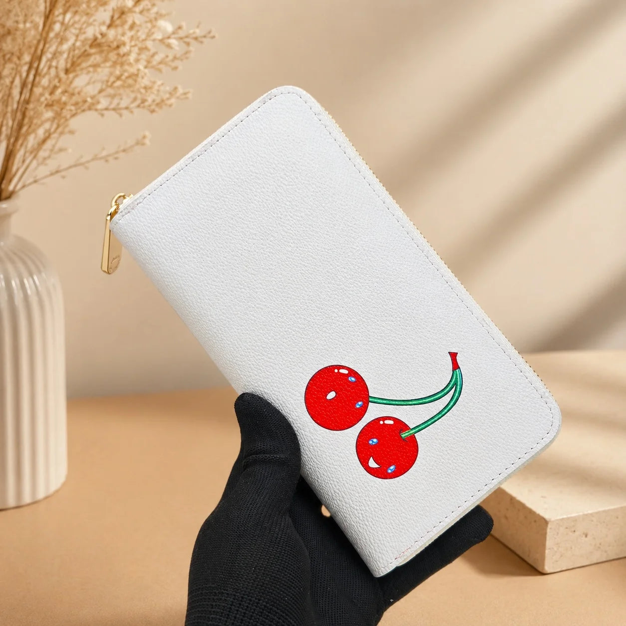 2026 New Luxury Cherry Mini Wallet with Zipper, 19*10cm