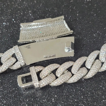 Fashion Miami Cuban Chain Iced Out 15MM Moon Necklace Full Pave Diamonds Long Buckle Necklace Hip Hop Jewelry Necklaces For Men