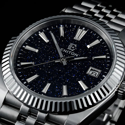Eniton S1112G 38mm Man's Luxury Date Automatic Mechanical Watches Nh35 Movement Stone Dial Sapphire Crystal Adjustable Clasp