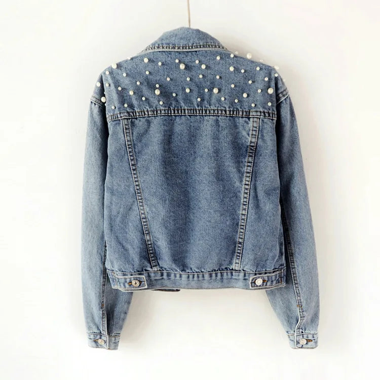 Bride to Be Personalized White Pearl Denim Jacket Bachelorette Wedding Gifts Customized Name Bridesmaid Dressing Gown Jean Coats