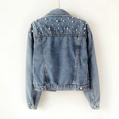 Bride to Be Personalized White Pearl Denim Jacket Bachelorette Wedding Gifts Customized Name Bridesmaid Dressing Gown Jean Coats