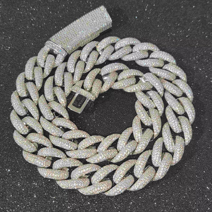 Fashion Miami Cuban Chain Iced Out 15MM Moon Necklace Full Pave Diamonds Long Buckle Necklace Hip Hop Jewelry Necklaces For Men