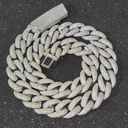 Fashion Miami Cuban Chain Iced Out 15MM Moon Necklace Full Pave Diamonds Long Buckle Necklace Hip Hop Jewelry Necklaces For Men
