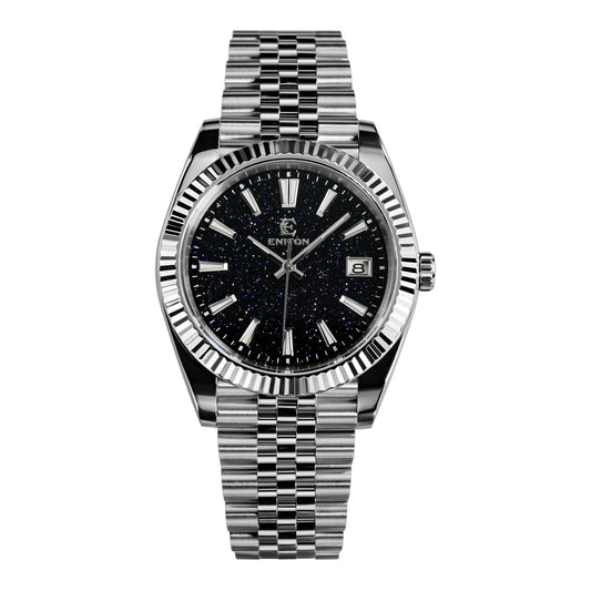 Eniton S1112G 38mm Man's Luxury Date Automatic Mechanical Watches Nh35 Movement Stone Dial Sapphire Crystal Adjustable Clasp