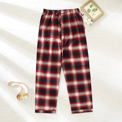 Pajama Pants Men's Flannel Cotton Autumn and Winter Casual Plaid Long Trousers Warm Home wear Pants Men Sleepwear