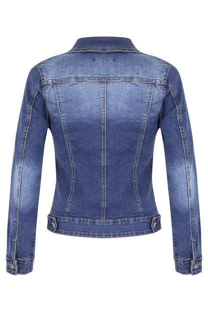 2025 New Women's Long Sleeve Denim Jacket Fashion Slim Fit Stretch Jeans Coat Casual Female Clothing