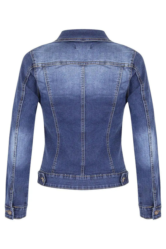 2025 New Women's Long Sleeve Denim Jacket Fashion Slim Fit Stretch Jeans Coat Casual Female Clothing