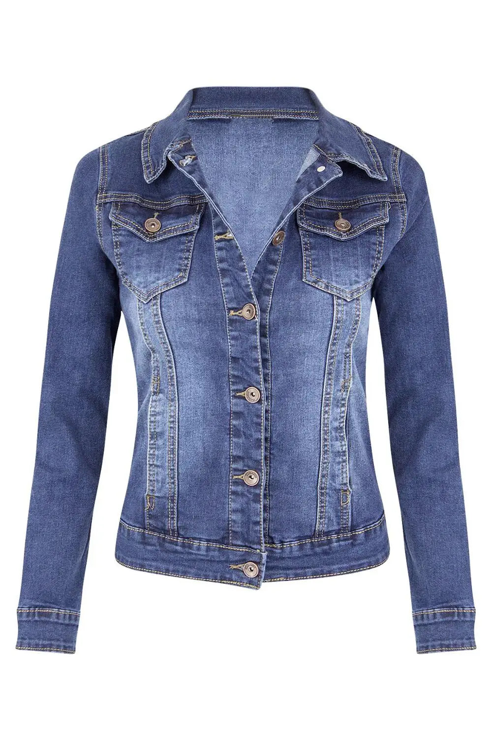 2025 New Women's Long Sleeve Denim Jacket Fashion Slim Fit Stretch Jeans Coat Casual Female Clothing