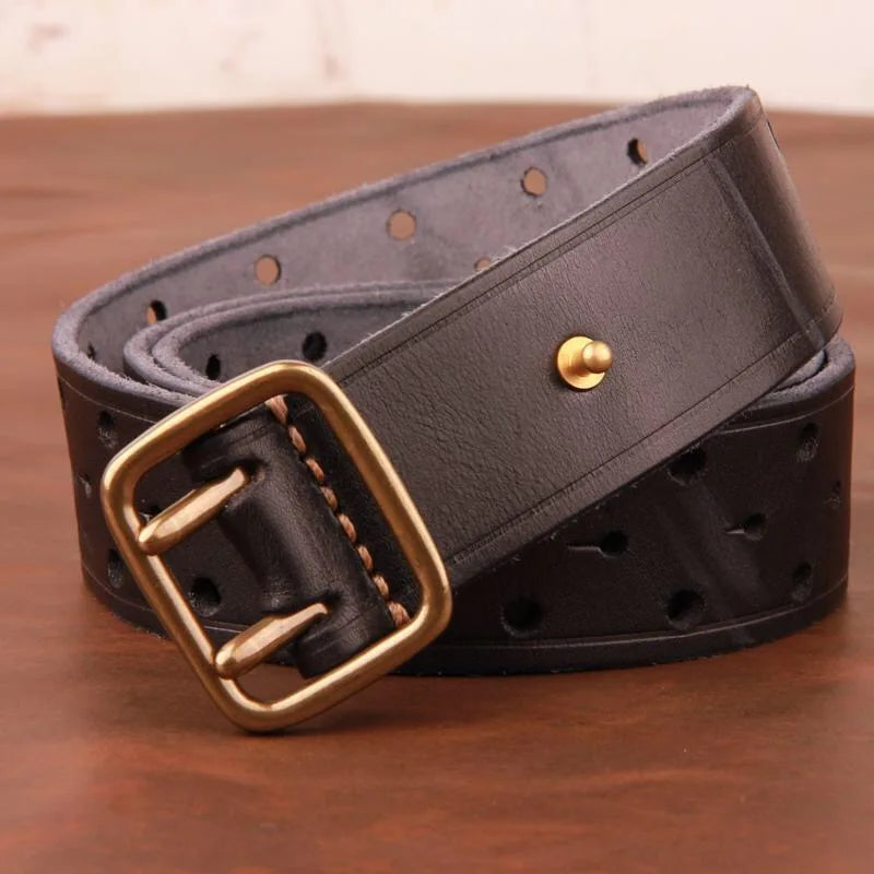 Top Quality Genuine Leather Men's Belt Designer Belt Men Luxury Vintage Brass Buckle Tactical Belt Thick Cowhide Jeans Belt