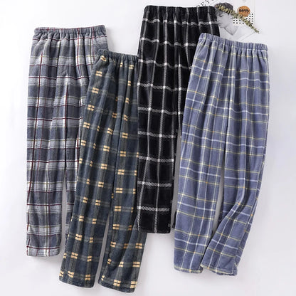 Thick Flannel Men's Plaid Trousers Big Yards Warm Sleep Pants Mens Pajamas Pants Bottoms Sleepwear Pajama for Men Pijama Hombre
