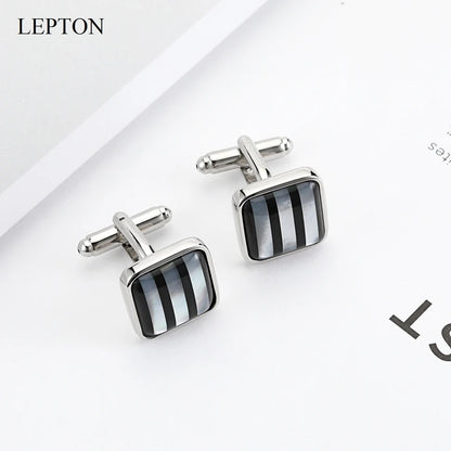 Lepton Mother of Pearl Cufflinks for Men Nature White Shell Cuff Links Fashion Button High Quality Luxury Wedding Best Men Gift
