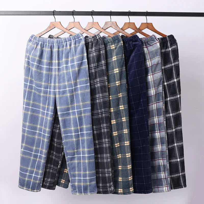 Thick Flannel Men's Plaid Trousers Big Yards Warm Sleep Pants Mens Pajamas Pants Bottoms Sleepwear Pajama for Men Pijama Hombre