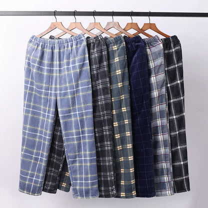 Thick Flannel Men's Plaid Trousers Big Yards Warm Sleep Pants Mens Pajamas Pants Bottoms Sleepwear Pajama for Men Pijama Hombre