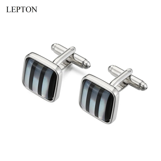 Lepton Mother of Pearl Cufflinks for Men Nature White Shell Cuff Links Fashion Button High Quality Luxury Wedding Best Men Gift