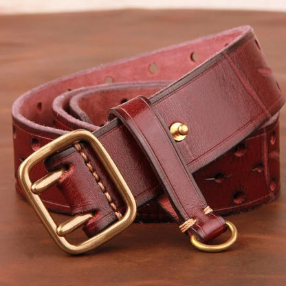Top Quality Genuine Leather Men's Belt Designer Belt Men Luxury Vintage Brass Buckle Tactical Belt Thick Cowhide Jeans Belt