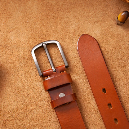 Top Cow Genuine Leather Belts for Men Luxury Designer High Quality Fashion Style Vintage Brown Cowboy Male Belt