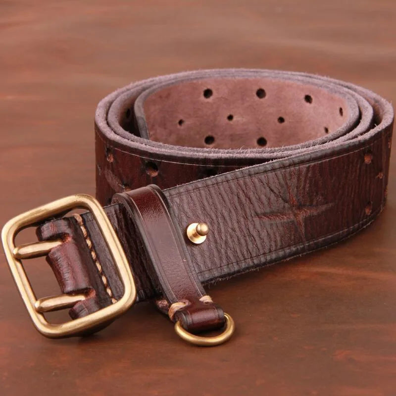 Top Quality Genuine Leather Men's Belt Designer Belt Men Luxury Vintage Brass Buckle Tactical Belt Thick Cowhide Jeans Belt