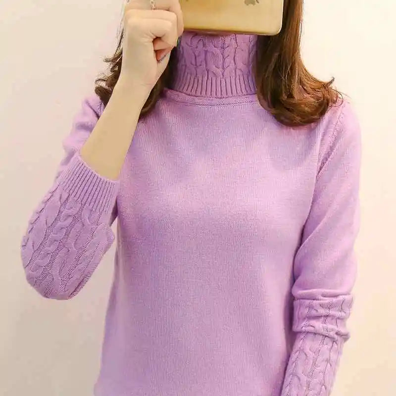 Women Sweater Turtleneck Pullovers Autumn Winter Sweaters New 2025 Long Sleeves Thick Warm Female Sweater Khaki