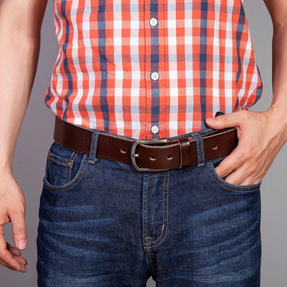 Top Cow Genuine Leather Belts for Men Luxury Designer High Quality Fashion Style Vintage Brown Cowboy Male Belt