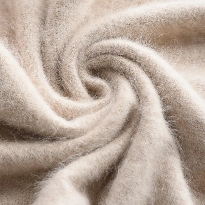 Super Warm Fluffy Mink Cashmere Soft Fur V-neck Sweaters and Pullovers for Women Autumn Winter Jumper Female Brand Jumper