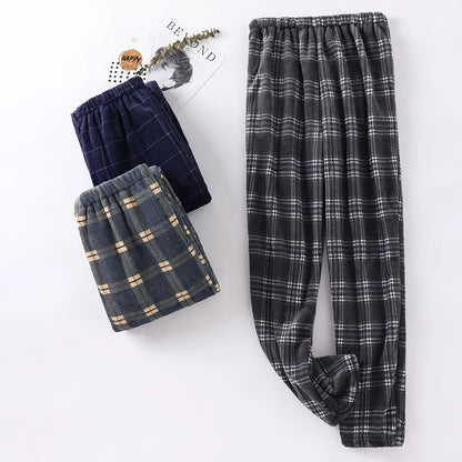 Thick Flannel Men's Plaid Trousers Big Yards Warm Sleep Pants Mens Pajamas Pants Bottoms Sleepwear Pajama for Men Pijama Hombre
