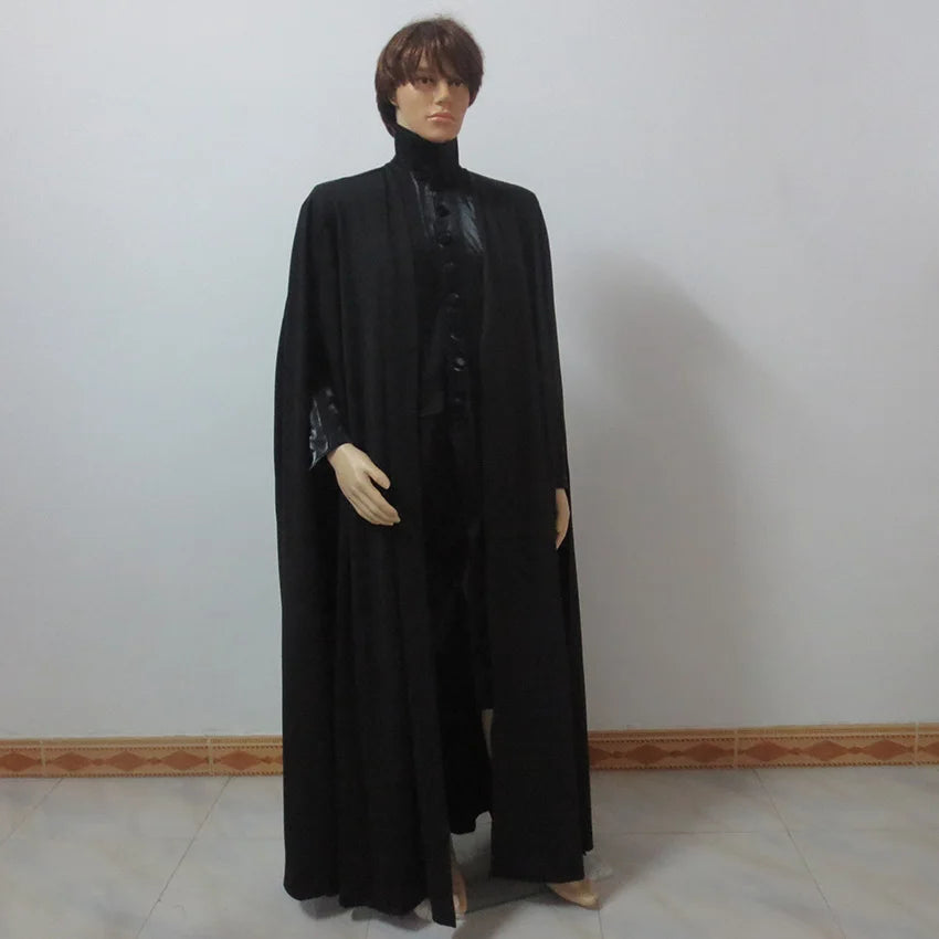Movie Deathly Hallows Severus Snape Cosplay Costume Black Robe Halloween Uniforms Custom Made Any Size